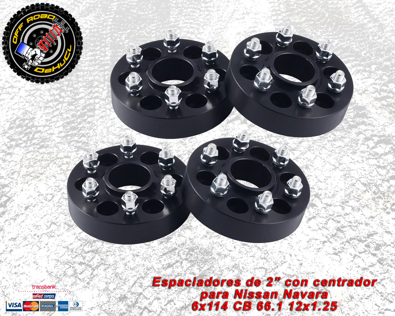 Espaciadores para Nissan Navara de 2" con centrador.