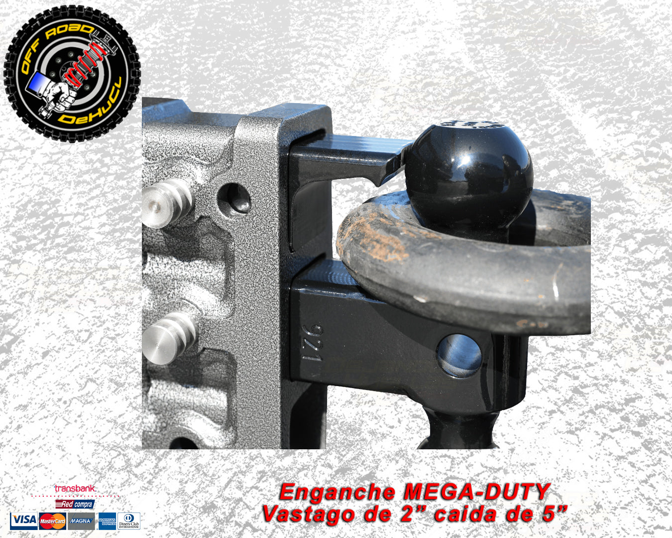 Enganche MEGA-DUTY Vastago de 2" Caida de 5"