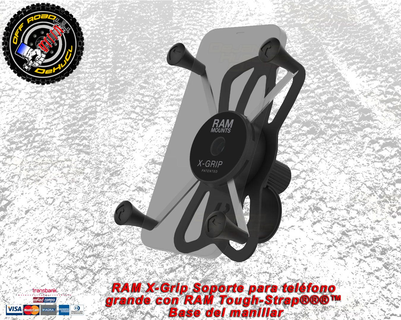 RAM X-Grip Soporte para teléfono grande con RAM Tough-Strap®™ Base del manillar