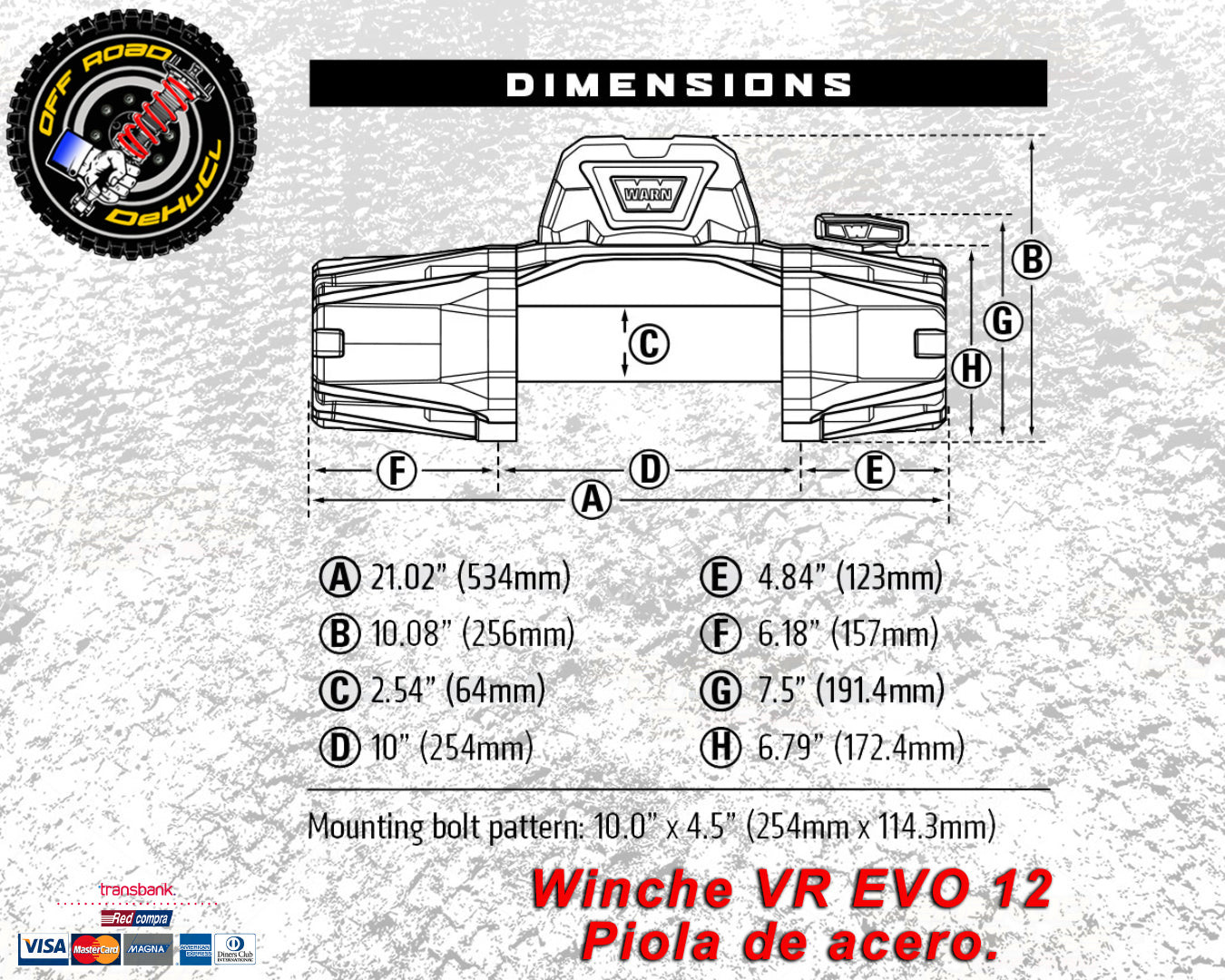 Winche Warn VR EVO 12 Piola de Acero