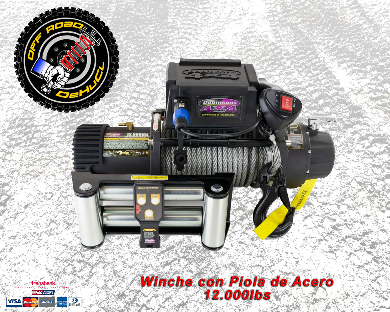 Winche de 12000LB con piola de Acero