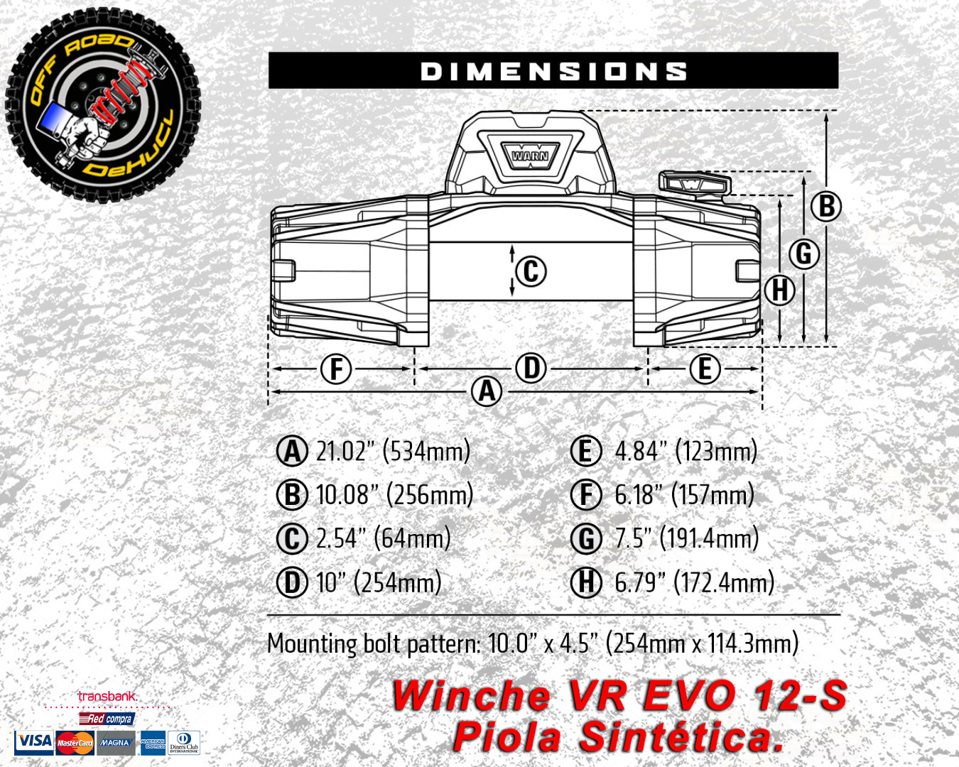 Winche Warn VR EVO 12 Piola de Sintética