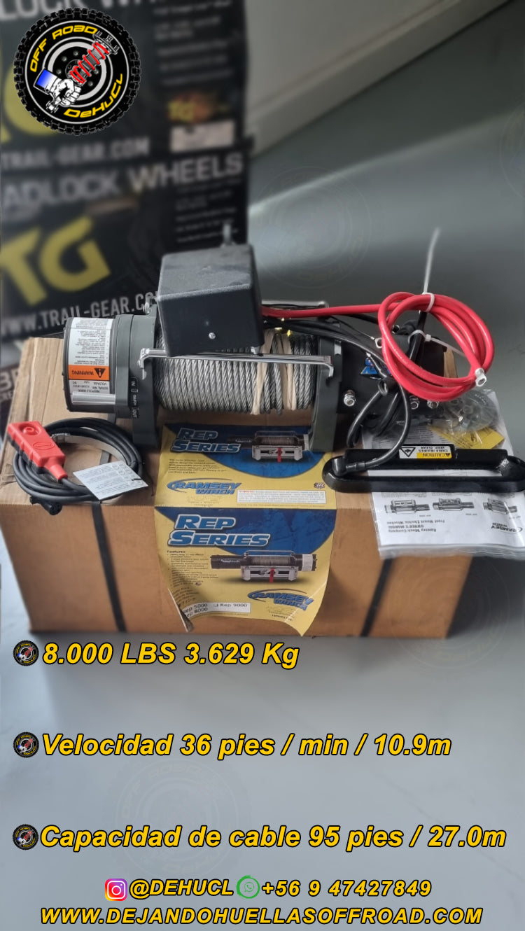 Winche Ramsey REP8000 con piola de Acero
