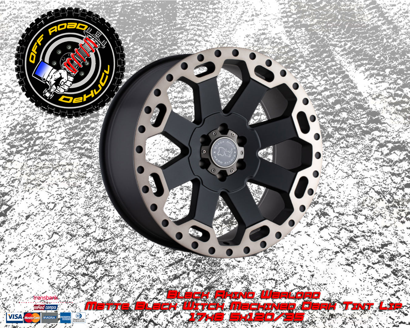 Black Rhino Warlord Matte Black With Machined Dark Tint Lip 17 x 8 5x120/35