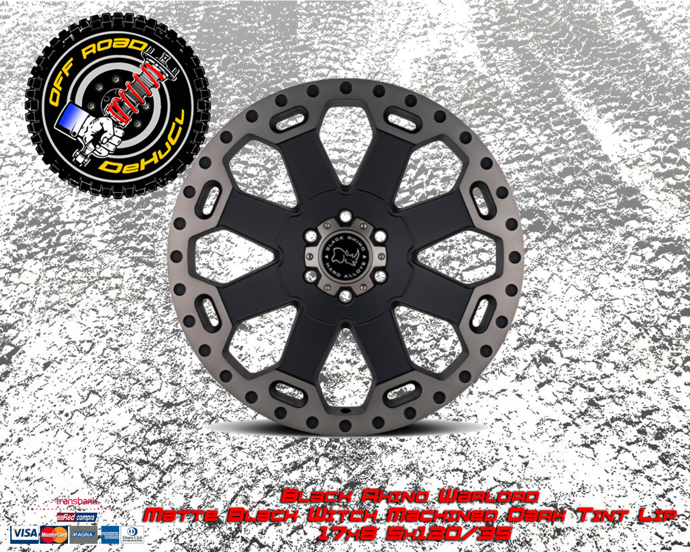 Black Rhino Warlord Matte Black With Machined Dark Tint Lip 17 x 8 5x120/35