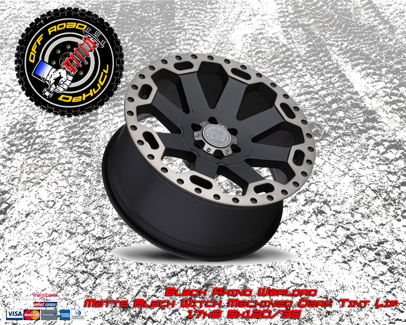 Black Rhino Warlord Matte Black With Machined Dark Tint Lip 17 x 8 5x120/35