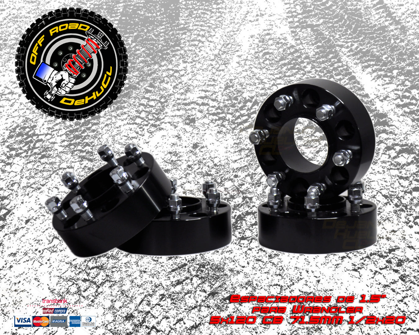 Espaciadores de 1.5" con centrador para Wrangler