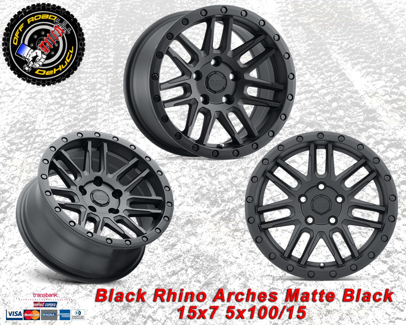 Black Rhino Arches Matte Black 15x7 5x100 / 15