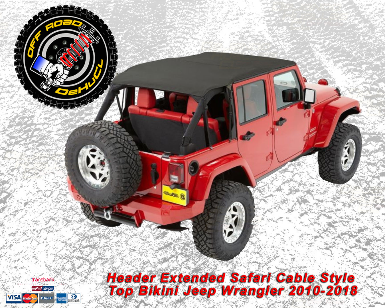 Header Extended Safari Cable Style Top Bikini Jeep Wrangler 2010-2018