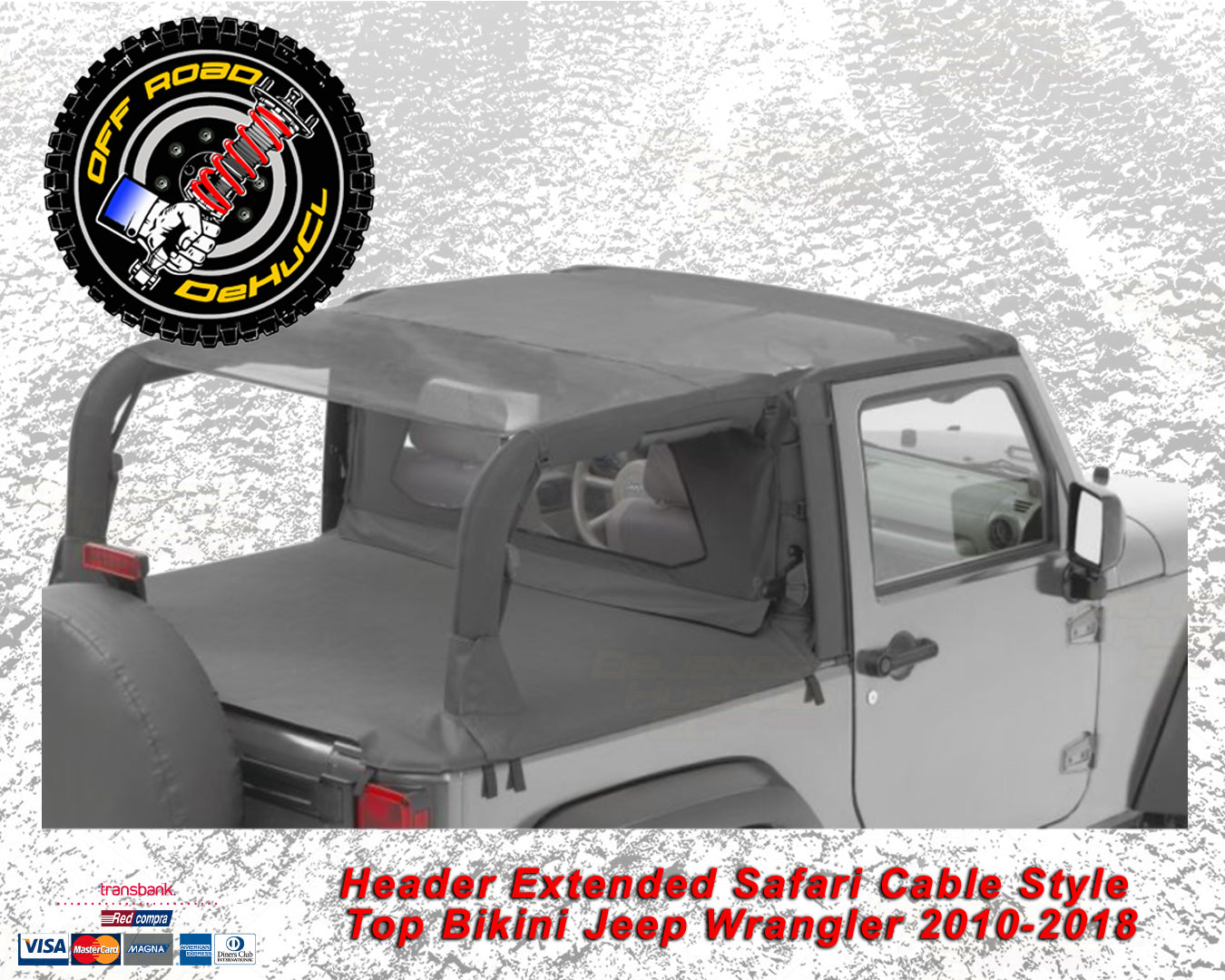 Header Extended Safari Cable Style Top Bikini Jeep Wrangler 2010-2018