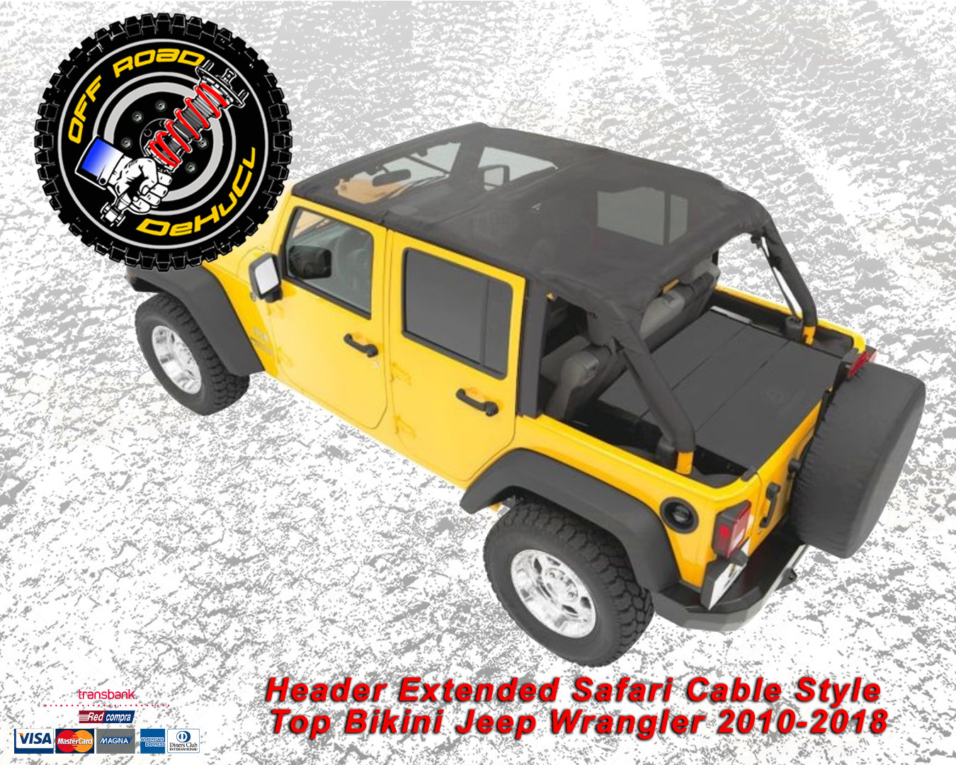 Header Extended Safari Cable Style Top Bikini Jeep Wrangler 2010-2018