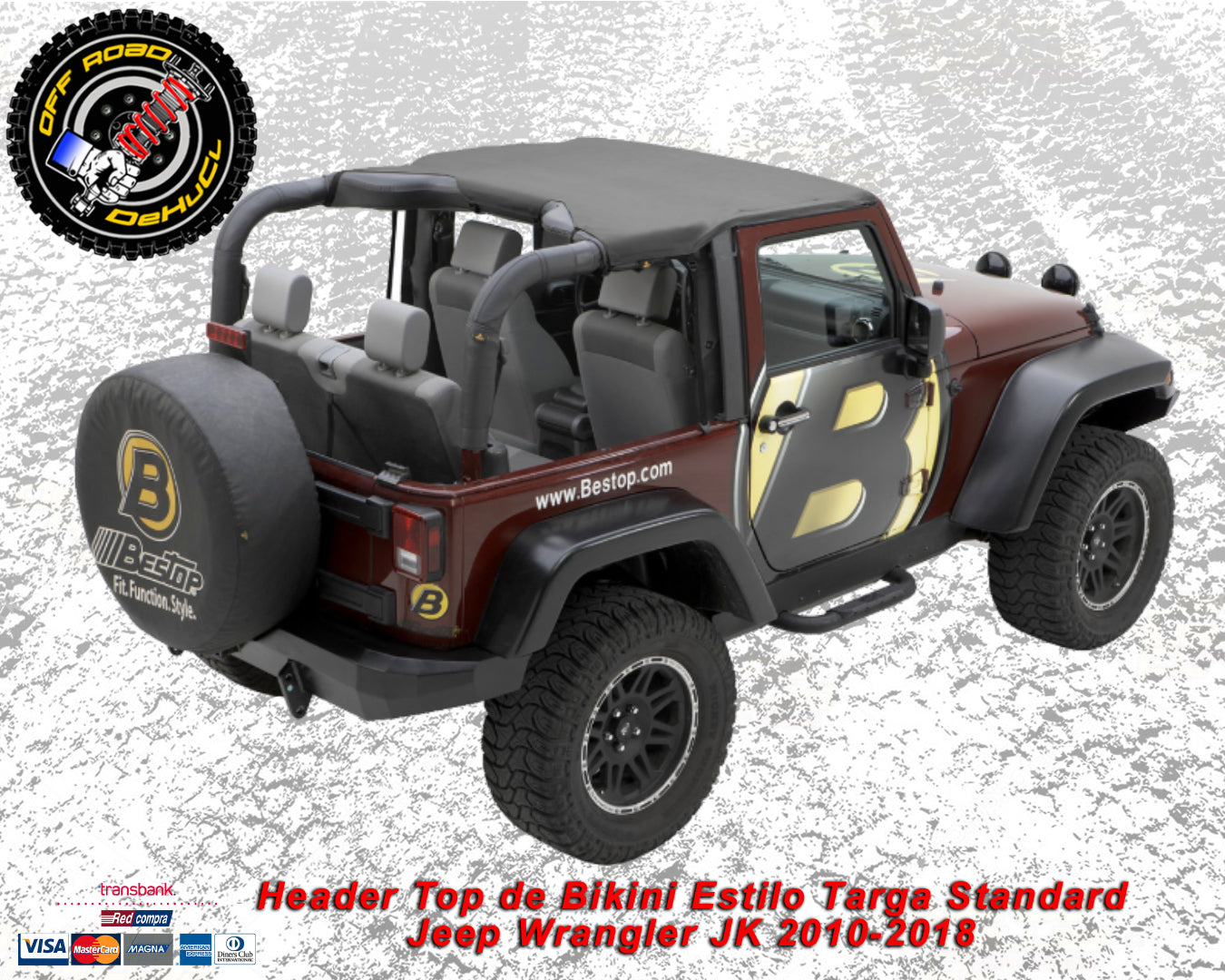 Header Top de Bikini Estilo Targa Standard Jeep Wrangler JK 2010-2018