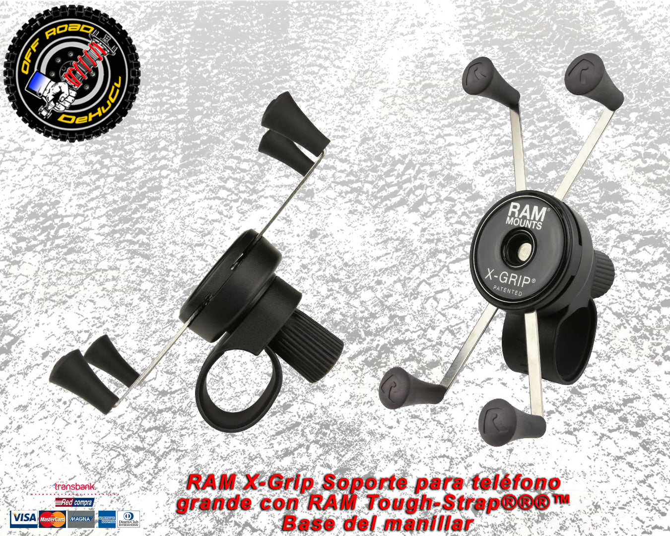 RAM X-Grip Soporte para teléfono grande con RAM Tough-Strap®®®™ Base del manillar