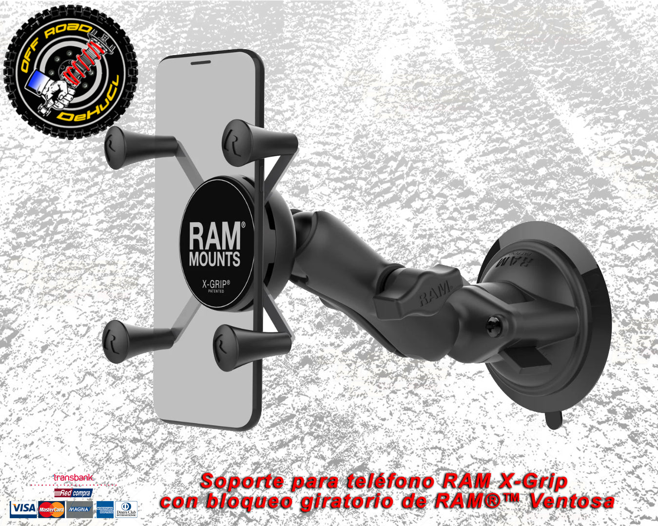 Soporte para teléfono RAM X-Grip con bloqueo giratorio de RAM®™ Ventosa