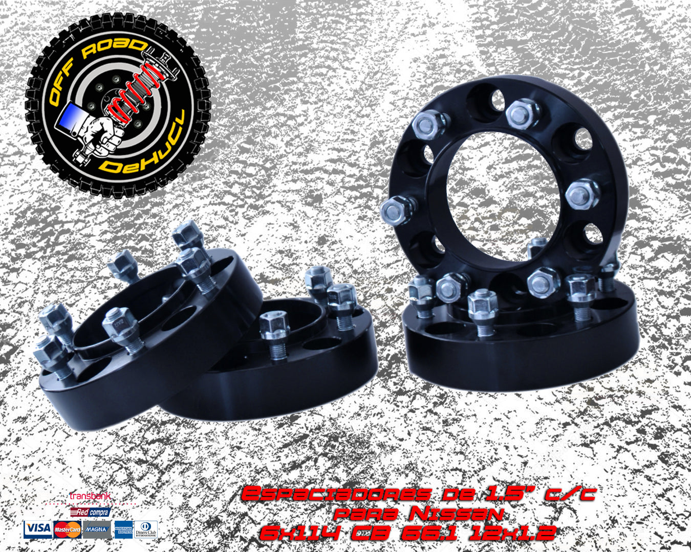 Espaciadores para Nissan Navara de 1.5" con centrador