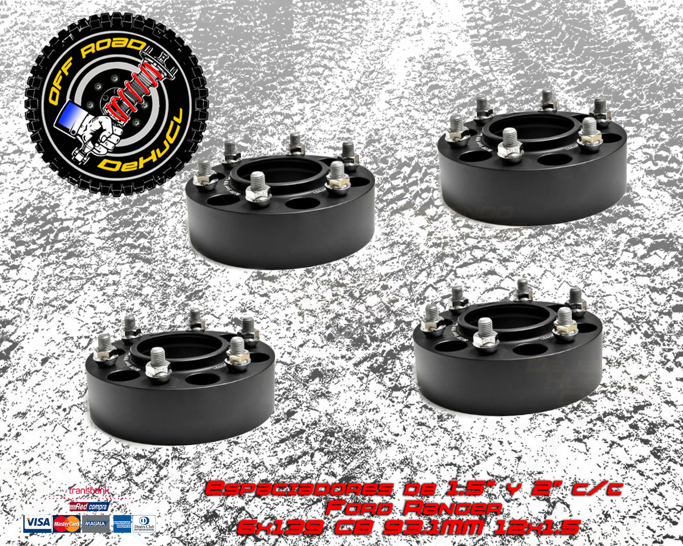 Espaciadores para Ford Ranger  1.5" con centrador